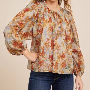 Maurice's Metallic Floral Balloon Sleeve Top